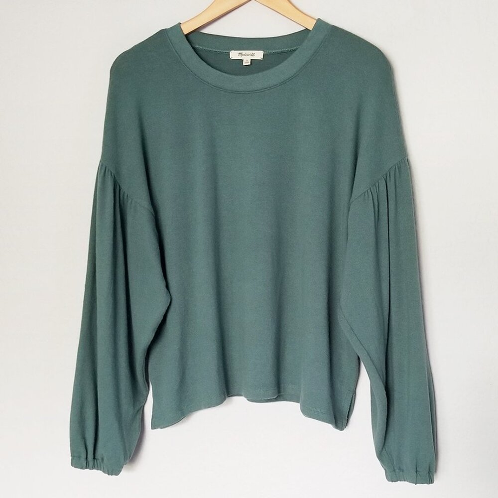 Madewell Dreamiest Knit Long-Sleeve Tee Size M Simply Sage Green Balloon Slv $68 - Picture 3 of 15